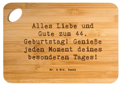 Produktbild von Mr. & Mrs. Panda Holzbrettchen Spruch 44. Geburtstag - Transparent - Geschenk, Alles Liebe und Gute zum, Zuneigung, Frühstücksbrettchen, unvergesslich, Frühstücksbrett