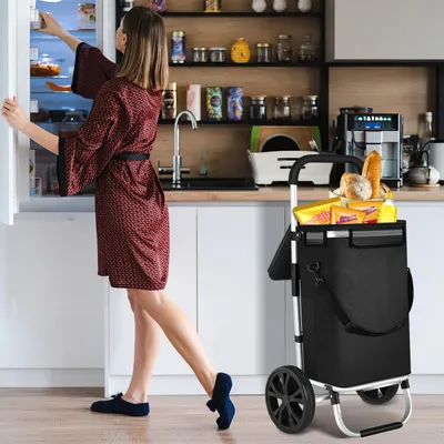 Produktbild von TolleTour 3in1 Einkaufstrolley 40L bis 40 kg klappbar abnehmbare Tasche Handwagen Einkaufswagen Einkaufshilfe Roller Schwarz