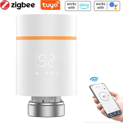 Obrázek produktu pro Chytré termostatické radiátorové ventily s LED displejem Programovatelný termostatický regulátor vytápění pro domácnost Podporuje mobilní aplikaci/hlasové ovládání