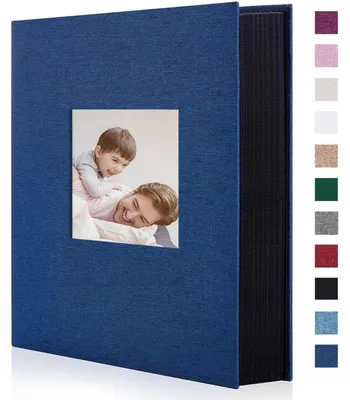 Productafbeelding van Fotoalbum, linnen, 300 foto's, 10x15 cm, blauw, hardcover met venster, 33x21,6 cm