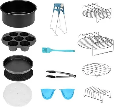 Zdjęcie produktu dla Akcesoria do frytkownicy powietrznej – zestaw 12-częściowy, Ø 20 cm, silikonowe