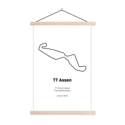 Produktbild von MuchoWow® Textilposter TT Assen - Rennstrecke - Rennen 120x180 cm mit holzfarbenen Rahmen - Textil-Plakat