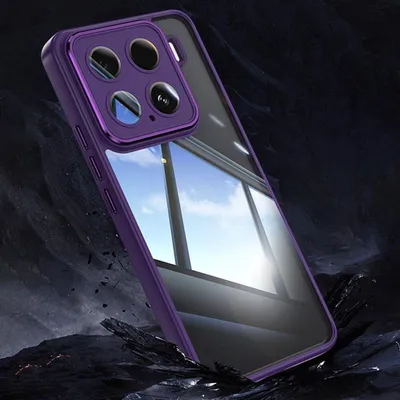 Imagen del producto de Funda protectora híbrida de acrílico/TPU con airbag en las esquinas, diseñada para Xiaomi 15, color púrpura
