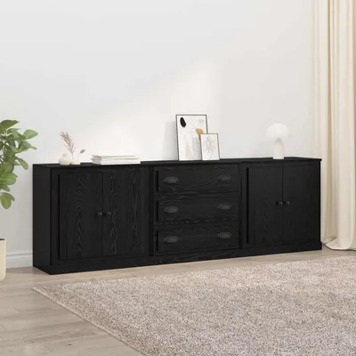 Image de vidaXL, ensemble de 3 meubles de rangement, chêne noir, 210 x 35,5 x 67,5 cm