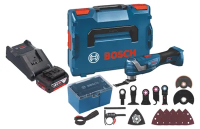 Image de Bosch GOP 18V-34 Professional Cutter multifonction sans fil 18 V Starlock Plus + 1x batterie 5,0 Ah + chargeur + 17 pces. d'accessoires + L-Boxx