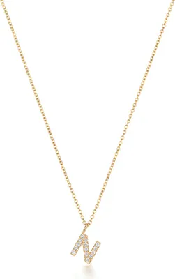 Produktbild von Wunderschöne 18 Karat (750) Gold Buchstaben / Initiale Damen - Diamant Anhänger mit Kette Brillant-Schliff H - SI2; TRS35499LTN