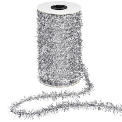Lametta-Girlande, silber, glänzend, 25 m, für Weihnachtsbaum
