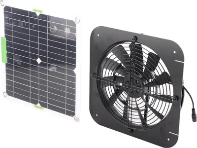 Produktbild von 100W 18V Solarpanel betriebener Abluftventilator 13,5 Zoll Solarbetriebener Dachbodenventilator für Haustierhaus Hühnerstall RV Gewächshaus