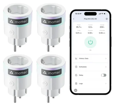 Produktbild von SwitchBot Plug Mini Matter-fähig mit Leistungsüberwachung 4er Pack, WLAN Steckdose