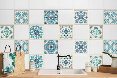 Produktbild von 24 Stück Laminierter Aufkleber Küchen Wandfliesen Fliesenaufkleber Bunte Abstraktion 20 x 20 cm
