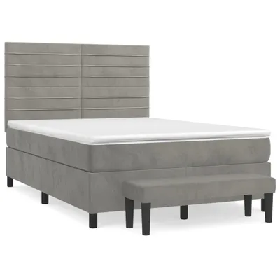 Produktbild von vidaXL Boxspringbett mit Matratze Hellgrau 140x190 cm Samt
