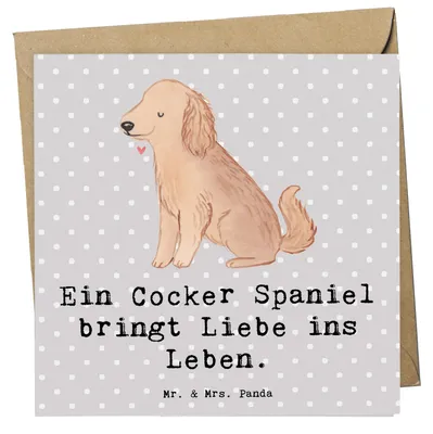 Produktbild von Mr. & Mrs. Panda Grußkarte Liebe Cocker Spaniel - Grau Pastell - Geschenk, faltkarte, Familienhund, Hunde, treuer Begleiter, Hunderassen, liebevoller, doppelkarte