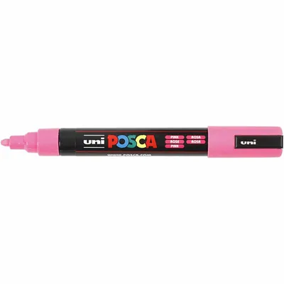 Obrázek produktu pro POSCA PC5M RE, 1 kusů, Růžová, Jemný hrot, Černá, Kulatý, 1,8 mm