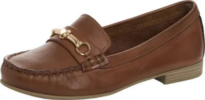 Produktbild von MARCO TOZZI Damen Slipper Leder Mokassin mit eleganter Zierspange 2-24207-44, Größe:39 EU, Farbe:Braun
