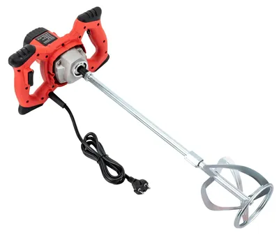 Produktbild von Industrieller Zement- und Mörtelrührer - Handgeführtes Rührwerk 1500 W - Antivibrationsgriff - Reinkupfer-Kohlebürstenmotor - Für Putz und Mörtel - Rot