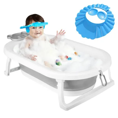 Produktbild von Baby Badewanne Faltbar mit Thermometer und Badesitz 82 cm grau