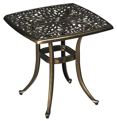 Produktbild von Gartentisch, dekoratives Vintage-Design, mit Schirmloch, Aluminiumguss, Farbe: Bronze, 54 x 54 x 52,5 cm