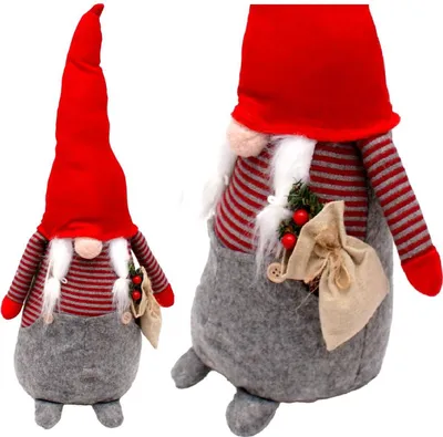 Produktbild von Weihnachtsmann Figur 50 cm Mädchen – Dekofigur mit Geschenksack und Ebereschenzweigen