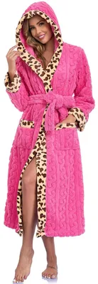 Productafbeelding van Omgoods - Dames Capuchonbadjas van Zachte Fleece met Luipaardprint