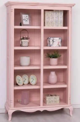 Produktbild von Casa Padrino Landhausstil Schrank Rosa 112 x 49 x H. 190 cm - Massivholz Regalschrank - Bücherschrank - Wohnzimmerschrank - Landhausstil Möbel