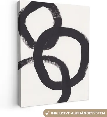 Obrázek produktu pro OneMillionCanvasses® - Plátno na zeď - Abstraktní - Tvary - Černá - Kruhy, nástěnná malba, nástěnné dekorace obrazy obývací pokoj, 90x120cm