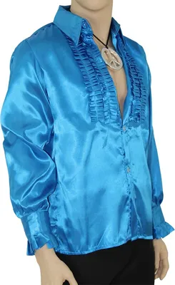 Produktbild von Rüschenhemd für Herren, blau Gr. S - XXL, Größe:L