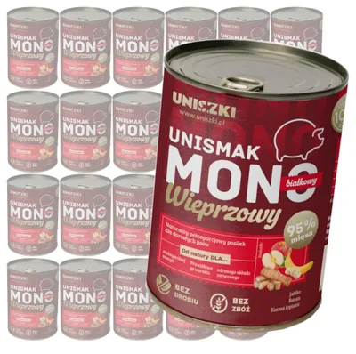 Produktbild von Uniszki Unismak Monoprotein Schweinefleisch 24x400g Getreidefreies Nassfutter für Hunde