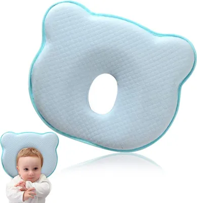 Produktbild von Babykissen Kopfkissen Neugeborene Gegen Plattkopf, Blau 26x22x3cm