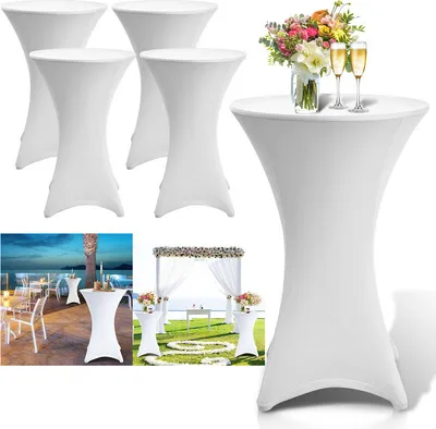 Produktbild von 5x návleky na barový stôl napínacie návleky na barový stôl Ø 80 cm návlek na stôl bistro stôl biely