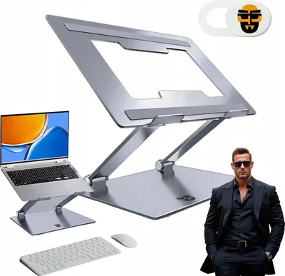 Produktbild von Laptopständer, verstellbarer Aluminium-Knieschreibtisch + Gratis