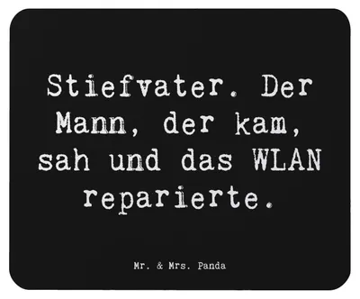 Produktbild von Mr. & Mrs. Panda Mouse Pad Spruch Stiefvater Held - Schwarz - Geschenk, pc mauspad, Wertschätzung, Verwandte, Mann, Technik, laptop mousepad, Familie, Stiefkinder