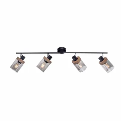 Produktbild von Deckenleuchte, Holz, schwarz, Rauchglas, 4 Flammig, D 114 cm