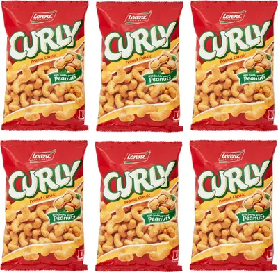 Produktbild von 6x Lorenz Curly Peanut Classic Klassische Erdnüsse Salziger Snack mit Frischen Erdnüssen 60g Beutel Perfekter Aperitif-Snack