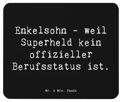 Produktbild von Mr. & Mrs. Panda Mauspad Spruch Enkelsohn Held - Schwarz - Geschenk, Familie, Heldenrolle, Helden, Mouse Pad, mausteppich, laptop mousepad, Geschenke, Berufsstatus
