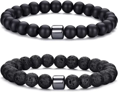 Obrázok produktu pre Pánsky náramok 8 mm, tigrie oko a lávový kameň, elastický náramok, pre mužov