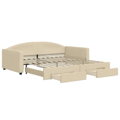 Zdjęcie produktu dla VidaXL 3197233, sofa rozkładana, Kremowy, Pianka, Metal, Poliester, Drewno, 2230 mm, 1100 mm