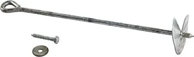 Produktbild von Bodenanker 50 cm, aus Stahl feuerverzinkt, inkl. Holzschraube + Scheibe 8 Stück