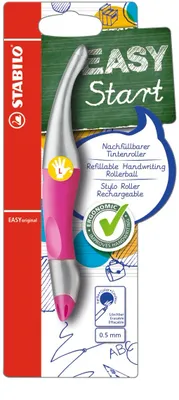 Produktbild von Ergonomischer Tintenroller für Linkshänder - STABILO EASYoriginal metallic in neonpink - Einzelstift - Schreibfarbe blau (löschbar) - inklusive Patrone