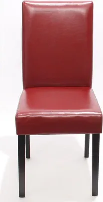 Image de lot de 4 chaises de salle à manger Chaise de cuisine Littau ~ cuir, pieds rouges foncés