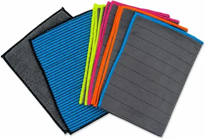 Produktbild von Carbon Fenstertücher NEON 6er Set – Systemreiniger – Premium Carbonfaser Reinigungstücher für streifenfreie Fenster & Glas – 4X Poliertücher 50x40 cm + 2X Vorreinigungstücher – fusselfrei