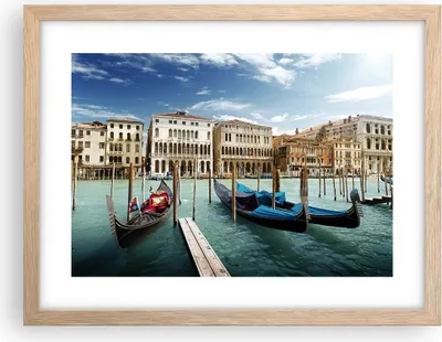 Produktbild von Gerahmtes Poster - Rahmen in heller Eiche - Architektur venedig italien gondel - 40x30 cm - Wand Bild - Wanddeko - Wandbilder - Wandposter - Bilderrahmen - Bilder - Kunstdruck - P2NAA40x30-2705