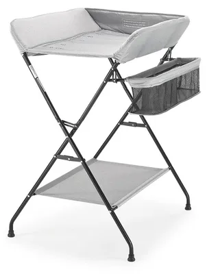 Image de Table à langer pliante BabyTrold Vera 2, gris denim, avec compartiment de rangement et support à 3 compartiments