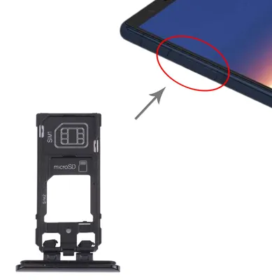 Produktbild von Dual SIM + Micro SD Karten Halter Card Tray für Sony Xperia 5 Schwarz Ersatz