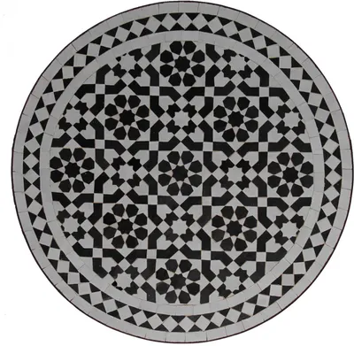 Produktbild von Mosaik Bistrotisch 70 Rund Schwarz Weiß Glasiert