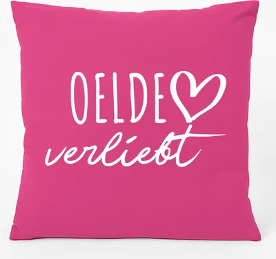 Produktbild von Huuraa Kissen Oelde verliebt 40x40cm mit Füllung Fuchsia Baumwolle Dekokissen Geschenkidee