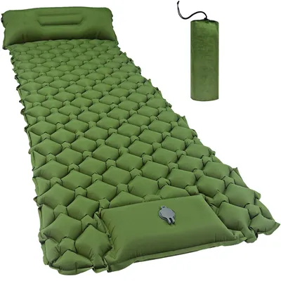 Produktbild von Aufblasbare Camping‑Isomatte mit integrierter Fußpumpe & Kopfkissen, 40D‑Nylon‑TPU wasserdichte Luftmatratze, kleines Packmaß, 193×60×6 cm für Outdoor