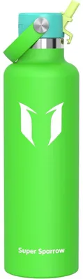 Produktbild von Trinkflasche Edelstahl 1000 ml Apfelgrün FlipFlow mit Strohhalm BPA-Frei