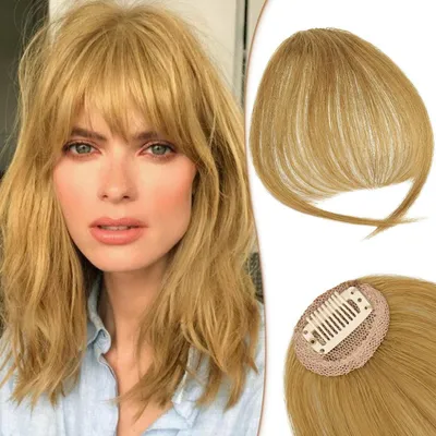 Produktbild von Clip in Pony Echthaar Bangs mit Schläfen Remy 5.5g Blond