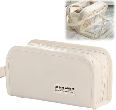 Image de Grande trousse en plumes pour filles, écologique, spacieuse, idéale pour l'école et le bureau