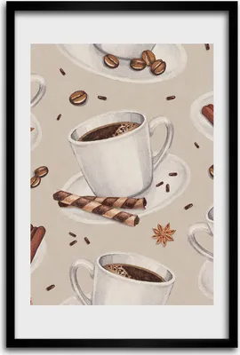 Produktbild von Bild - Bilderrahmen - 40 cm x 60 cm - MDF - Rahmen - Wandkunst - Eine Tasse Kaffee